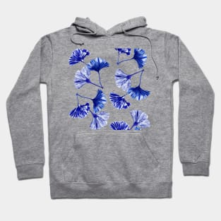 Blue and white gingko leaves Hoodie